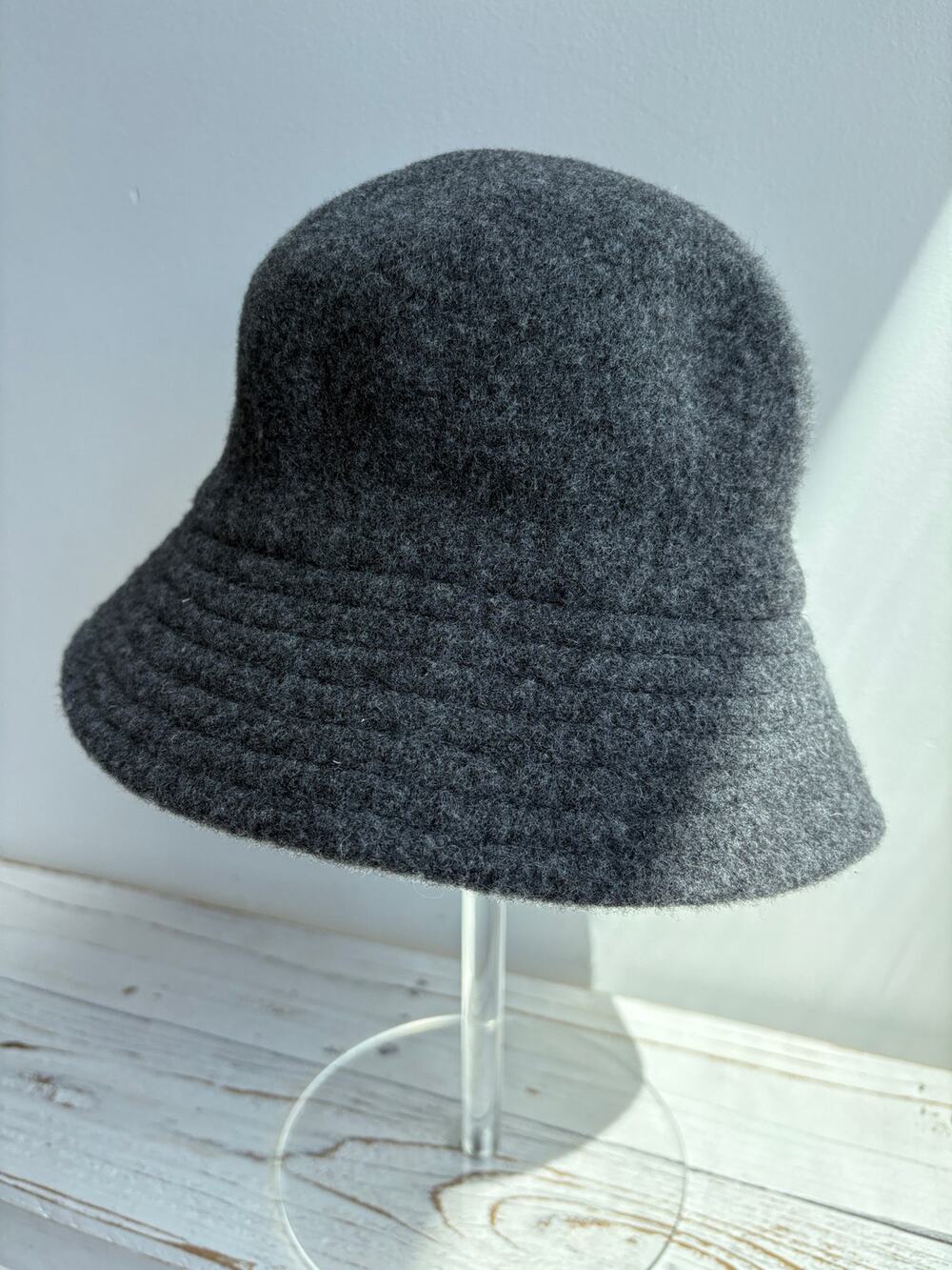 100% Wool Cloche Bucket Charcoal Gray Hand Stitched Goorin Bros
